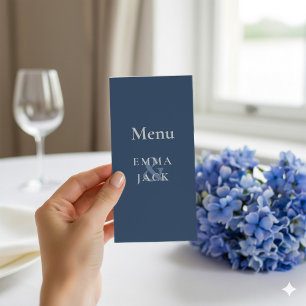 Menu Mariage de serif élégant minimaliste bleu moderne