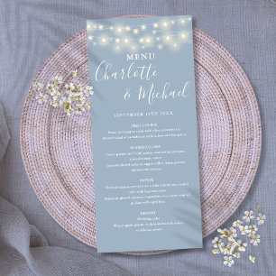 Menu Mariage de signature Dusty Blue String Lights