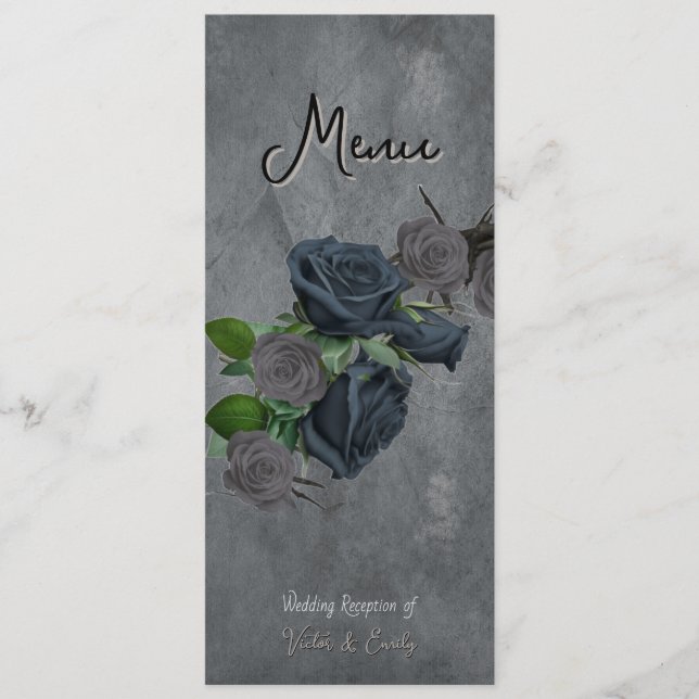 Menu Mariage de style gothique floral foncé (Devant)
