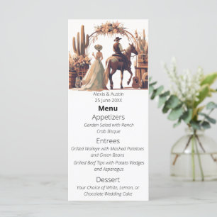 Menu Mariage de style occidental Cowboy et Bride