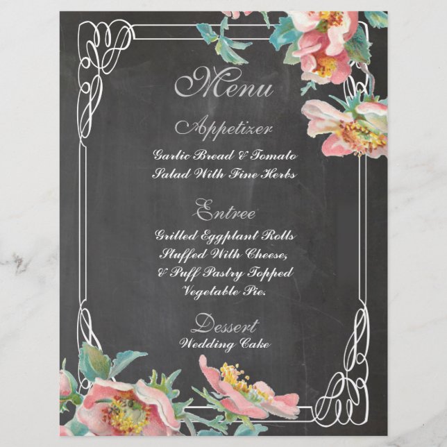 menu mariage de tableau de bord à fleurs (Devant)