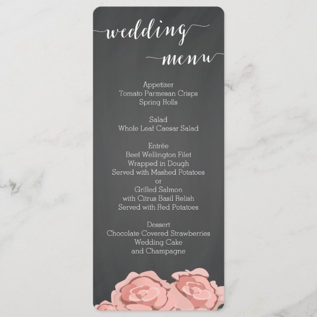 Menu Mariage de tableau de bord floral personnalis (Devant)