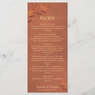 Menu Mariage de terre cuite rustique Feuille