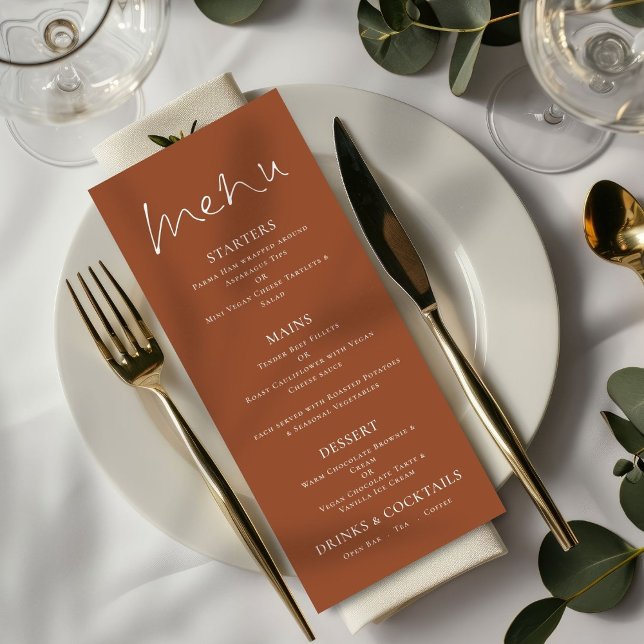 Menu Mariage de texte blanc minimaliste en terre c (Créateur téléchargé)