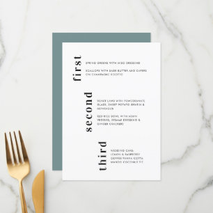Menu Mariage de texte vertical Turquoise minimal unique