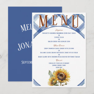 Menu Mariage de tournesol rustique