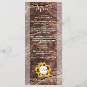 Menu Mariage de tournesol rustique