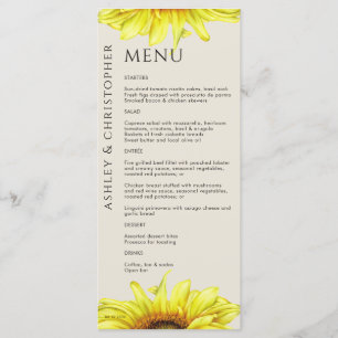 Menu Mariage de tournesol rustique moderne