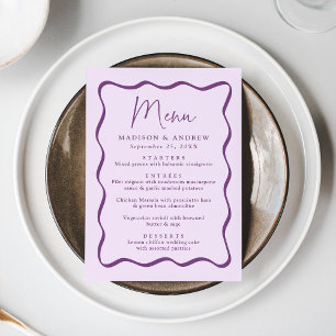 Menu Mariage de trame violet moderne