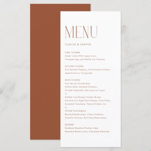 Menu Mariage de typographie minimaliste moderne en terr