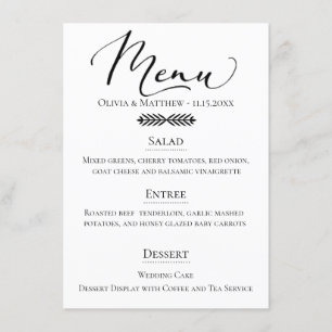 Menu Mariage de typographie rustique