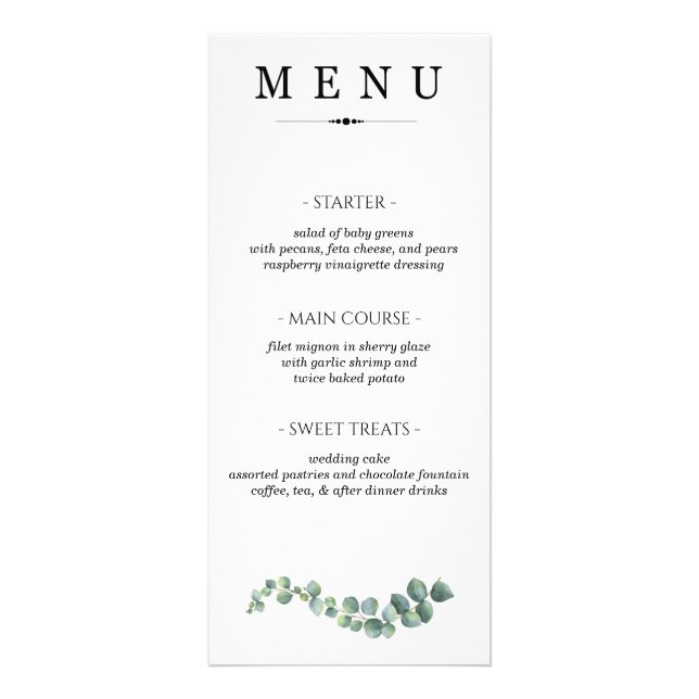 Menu Mariage de verdure (Devant)
