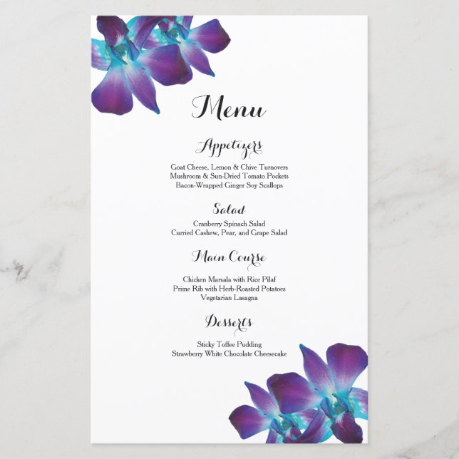 Menu Mariage Dendrobium bleu (Devant)