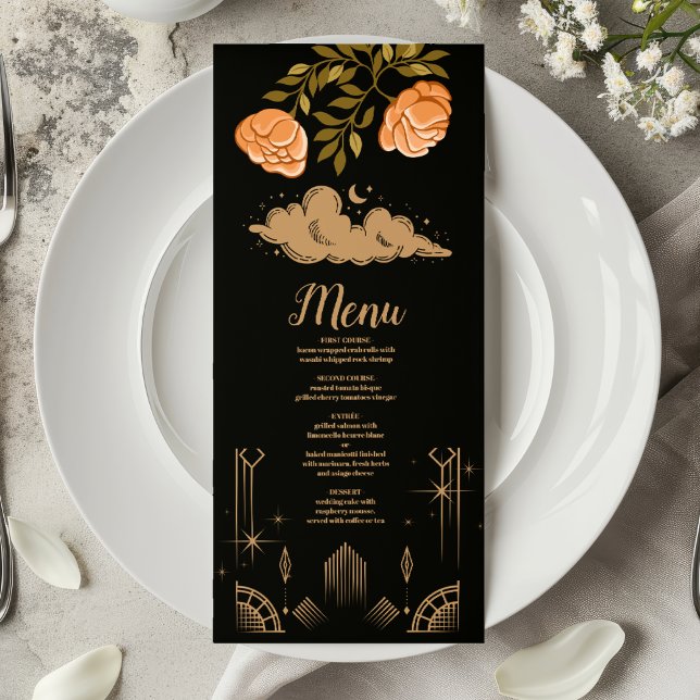 Menu Mariage des étoiles noires de minuit céleste (Créateur téléchargé)