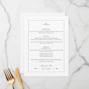 Menu Mariage des flèches minimalistes Blanc