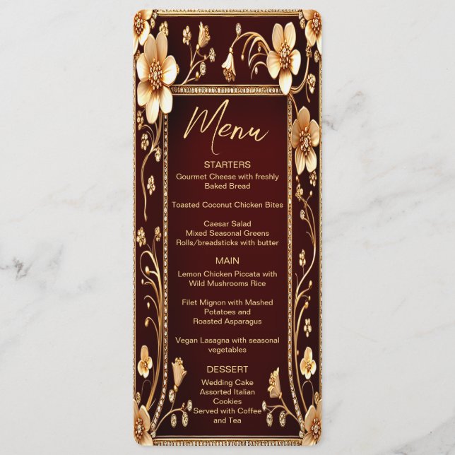 Menu Mariage des fleurs d'or de Bourgogne (Devant)