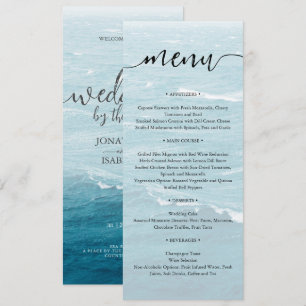 Menu Mariage d'été au bord de la mer bleue ondulée ombr