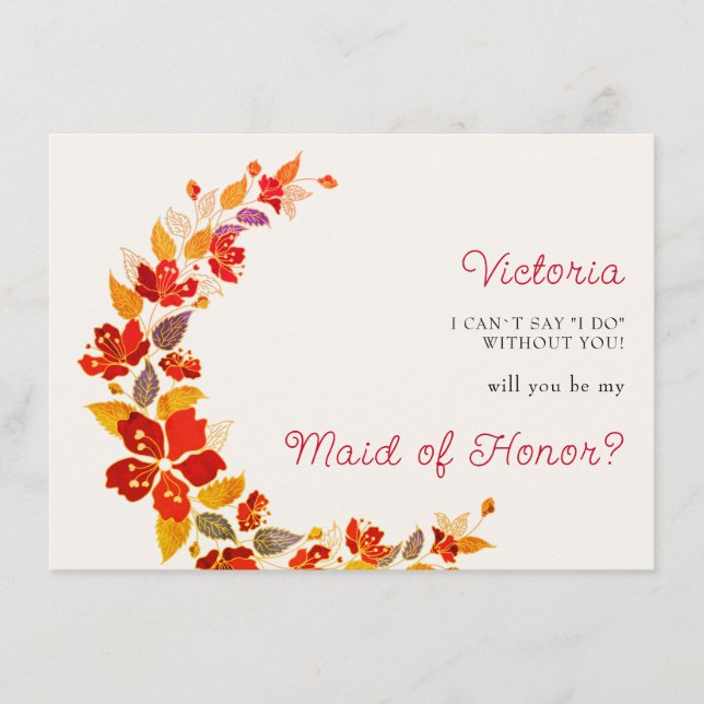 Menu Mariage d'hibiscus tropicaux d'Orange brulé (Devant)