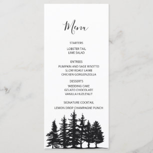 Menu Mariage d'hiver aux pins noirs et blancs