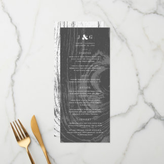 Menu Mariage d'hiver chic simple au bois rustique noir