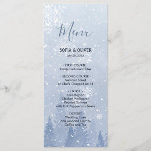Menu Mariage d'hiver moderne Dusty Blue Watercolor
