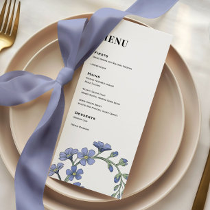 Menu Mariage Dîner Fleurs Moderne Bleu Myosotis