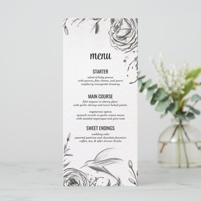 Menu Mariage du jardin de printemps (Debout devant)