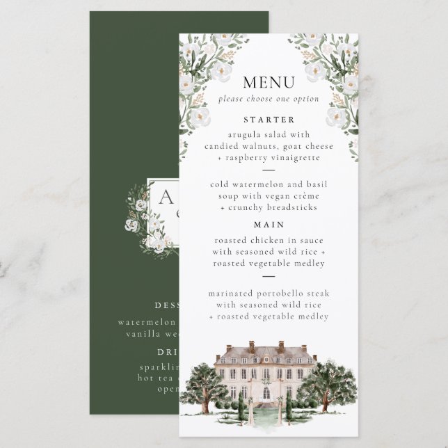Menu Mariage du manoir rural (Devant / Derrière)