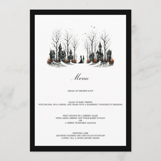 Menu Mariage du village d'Halloween (Devant)