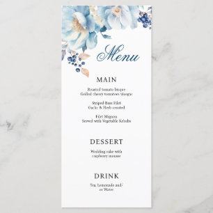 Menu Mariage Dusty Blue Florals