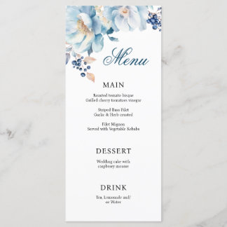 Menu Mariage Dusty Blue Florals