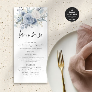 Menu Mariage Dusty Blue Florals