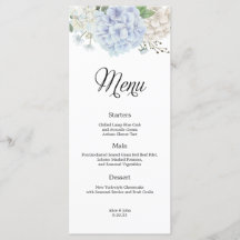 Menu Mariage Dusty Blue Hydrangea