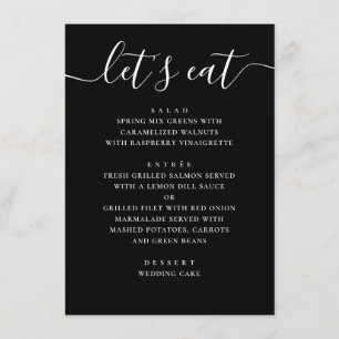 Menu Mariage écriture moderne noire Minimaliste décon