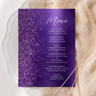 Menu Mariage écriture paillettes violet Glam