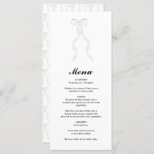 Menu Mariage élégant au ruban blanc à la bow