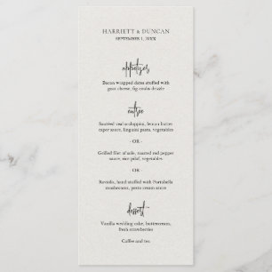 Menu Mariage Élégant Beige Intemporel