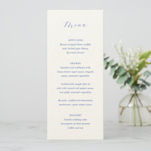 Menu Mariage Élégant Bleu Royal Traditionnel