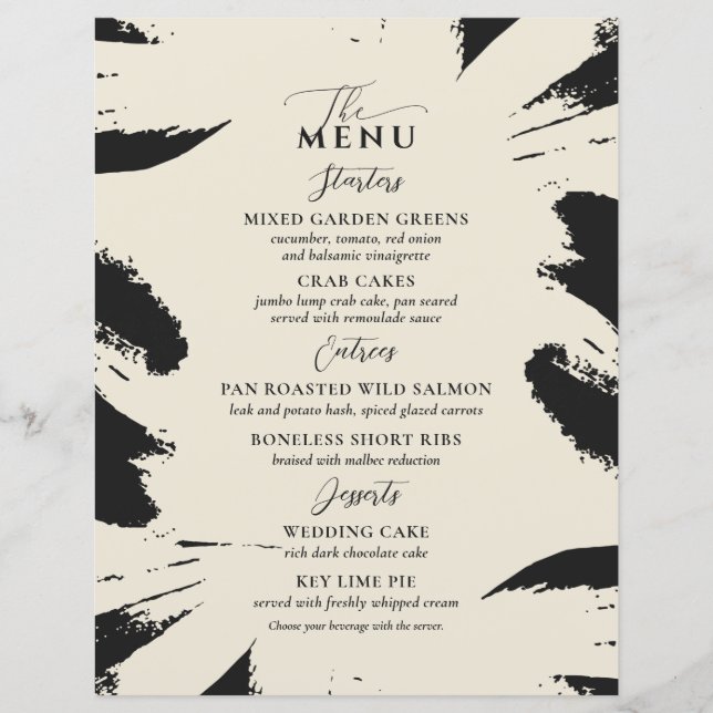 Menu Mariage élégant Bone Black Two Entree (Devant)