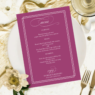 Menu Mariage élégant Cassis rose