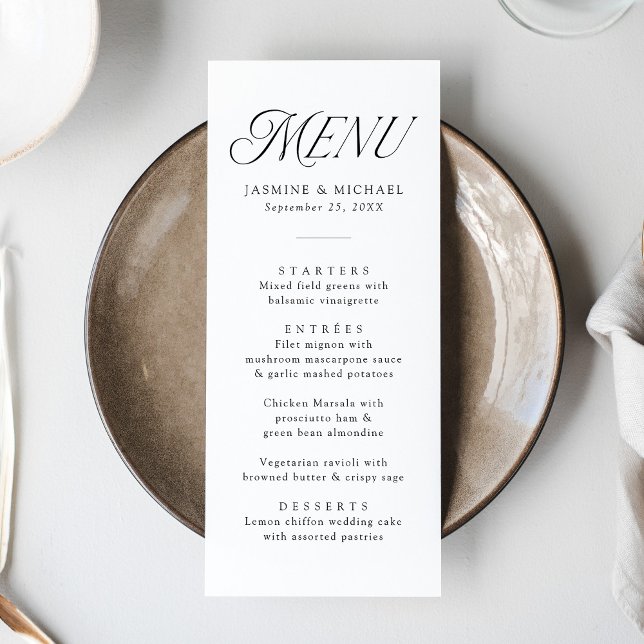 Menu Mariage élégant de typographie noire moderne (Créateur téléchargé)