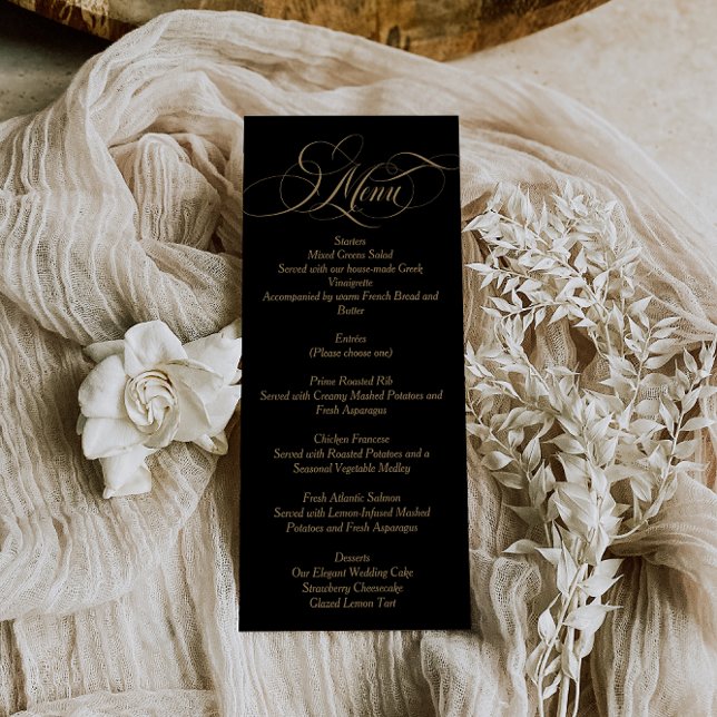 Menu Mariage élégant écriture noire (Créateur téléchargé)
