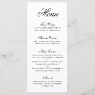 Menu Mariage élégant en calligraphie formelle noir et b