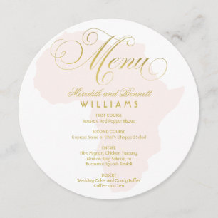 Menu Mariage élégant en or écriture rose Afrique