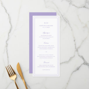 Menu Mariage Élégant Lilas Classique