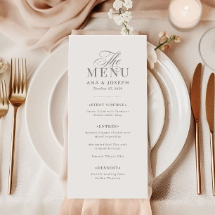 Menu Mariage Élégant Luxueux Blanc et Vert Sauge