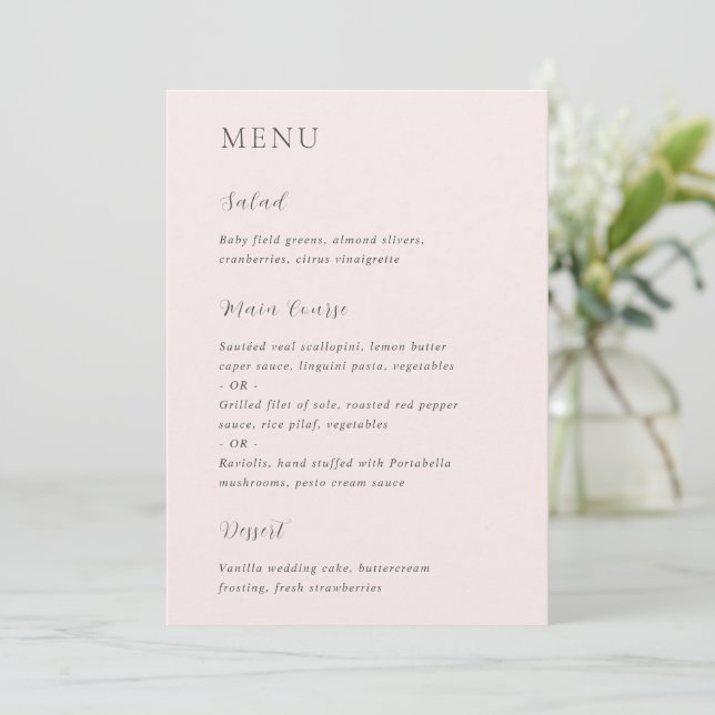 Menu Mariage élégant Merrin Blush (Debout devant)