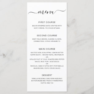 Menu Mariage Élégant Moderne Simple
