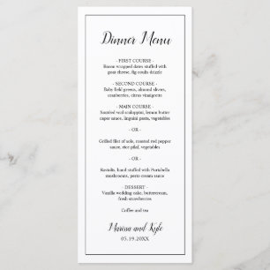 Menu Mariage Élégant Monogramme Classique