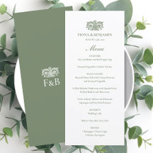Mariage Élégant Monogramme Floral Vintage Vert